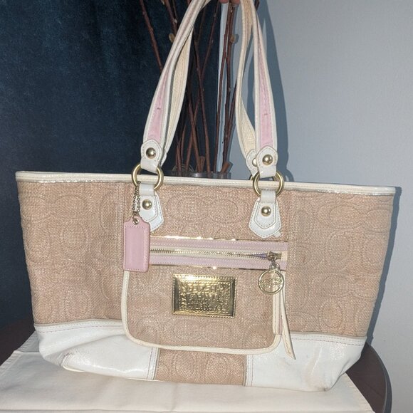 Coach Handbags - Coach Poppy Summer Raffia Tote 16706 | Color: Pink/Tan